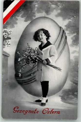 1918 Ostern Osterei Kind Blumen