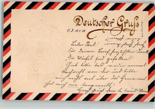 1900 Deutscher Gruß Schwarz-Weiß-Rot