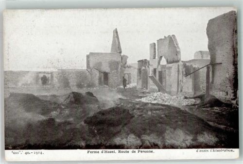 Peronne WK I 1914 Bauernhof zerschossen