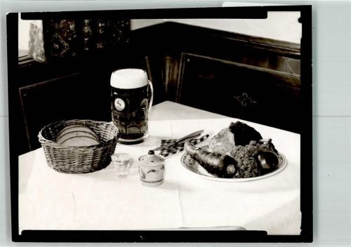 Thalkirchdorf Konstanzer Hof Gasthaus gedeckter Tisch Bier Schmalztopf Eckbank Schnaps Besteck Brotkorb Ort handschriftlich Foto Original aus Archiv eines Ansichtskartenverlags