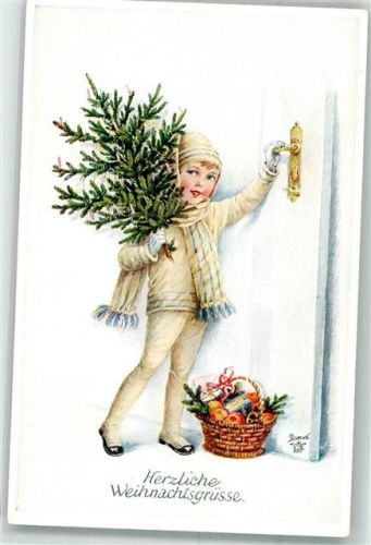 Süße Last Kind Tannenbaum Korb Wohlgemuth u. Lissner No. 1288
