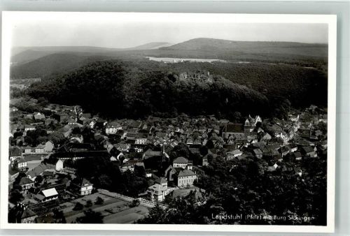 66849 W6790 Landstuhl Foto AK mit Kirche St. Andreas und Burgruine Sickingen Nanstein