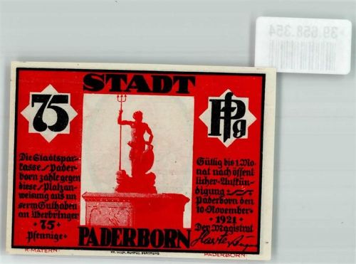 Paderborn 1921 75 Pfennig Clemens August Herzog v. Bayern