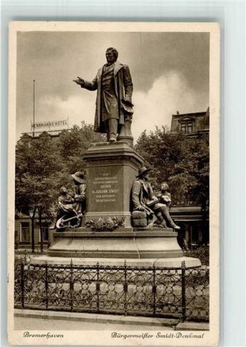 Bremerhaven Bürgermeister-Smidt-Denkmal Verlag E. Moisse Bahnpost Hannover Zug 318