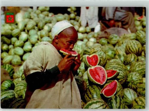 Agadir 1987 Marktszene Tracht Fran Zoco Melonen