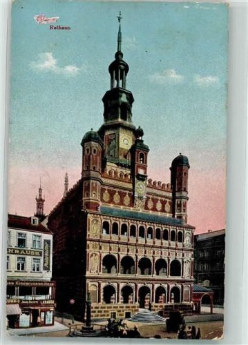 Posen 1915 Rathaus Feldpost WK I 38.Inf.Div. Ort handschriftlich