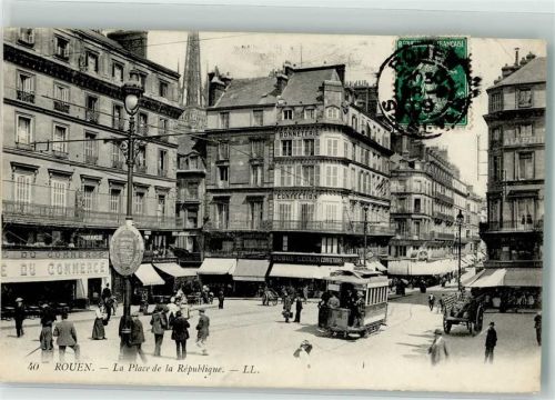 Rouen 1909 Straßenbahn Handlung Place de la Republique