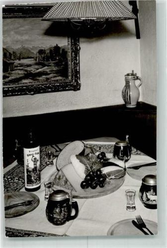 Burgberg Gasthaus Sonnenhalde Wurst- und Käseplatte mit Gebirgs-Enzian Foto Orginal aus Archiv eines Ansichtskartenverlags Ort handschriftlich