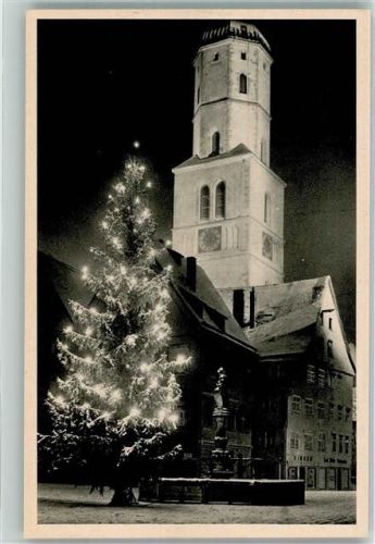 Biberach Marktplatz Weihnachtsbaum bei Nacht