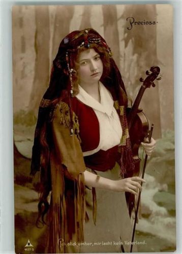 1907 Junge Zigeunerin mit Geige Preciosa Ich blick umher mir lacht kein Vaterland