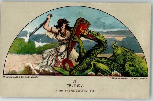 Drache Frau Schild Schwet VIII. Trutnov