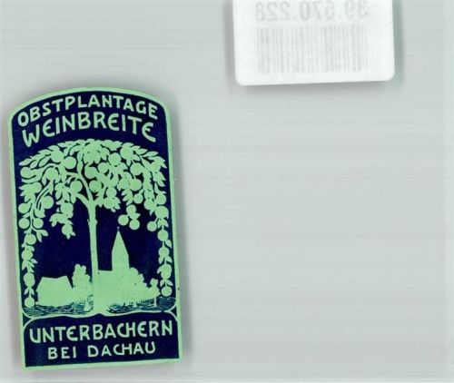 Unterbachern Obstplantage Weinbreite Baum Kirche Reklamemarke