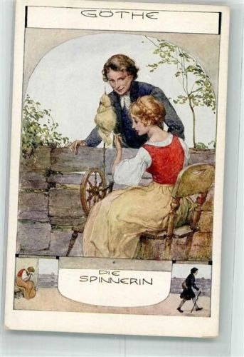 Die Spinnerin Junge Frau am Spinnrad frei nach Goethe B.K.W.I. 885-2