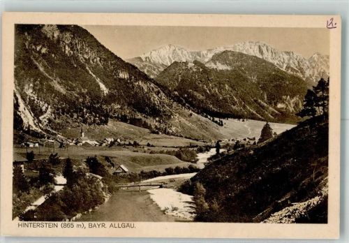 87541 W8973 Hinterstein Foto AK 865 m bayrisches Allgäu Kirche Berge Schnee