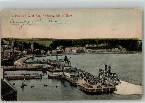 Rothesay 1906 Hafen Pier and West Bay Isle of Bute