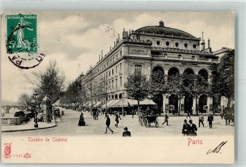 Paris 1907 Theatre de Chatelet Kutsche Litfaßsäule KF Nr.10047