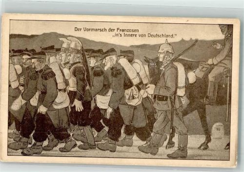 Landser treiben Franzosen ins Innere von Deutschland Propaganda WK I
