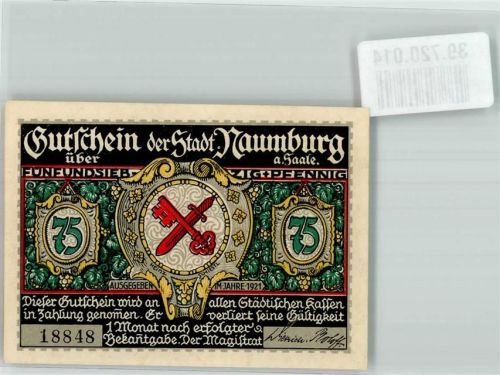 Naumburg 1921 75 Pfennig