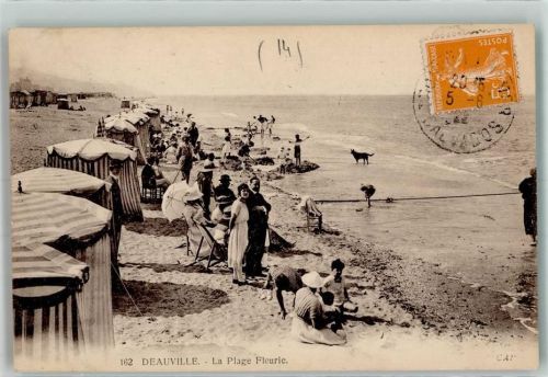 Deauville 1922 Schwimmbad Strand Briefmarke Bildseite