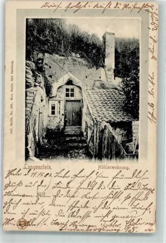 Langenstein 1903 Höhlenwohnung Werbung Harz-Zahnradbahn Blankenburg-Rübeland-Tanne Offizielle Karte Nr. 1 Verlag Stolle Nr. 456