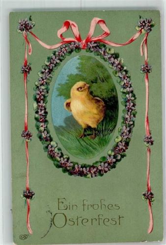 Ostern Passepartout Veilchenrahmen als Osterei Girlande mit Schleifen Verlag EAS 1912