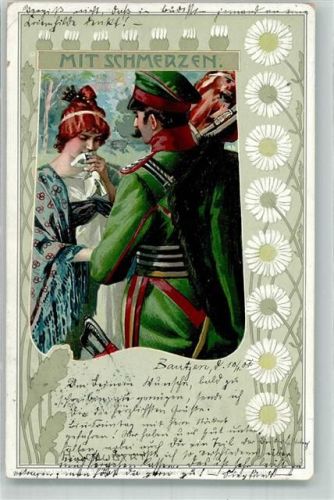1901 Mit Schmerzen Jugendstil Frau Serie 3 Heimliche Liebe Kunstverlag Rafael Neuber