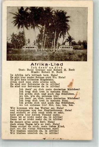 Text des Afrika-Liedes von Greiner und Bork Verlag Robert Franke Nr. 48 Lieder AK