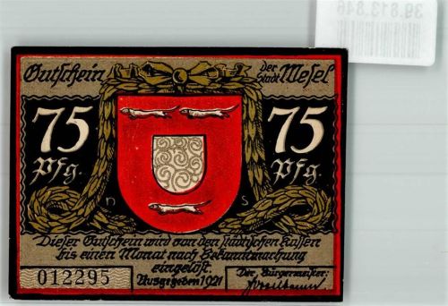 Wesel 1921 75 Pfennig