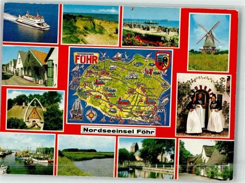 Wyk Fähre Windmühle Tracht Fischerboote