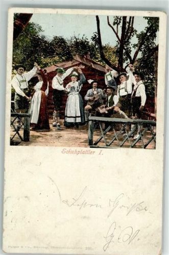 1900 Schuhplattler Tracht Frauen Zither Gitarre