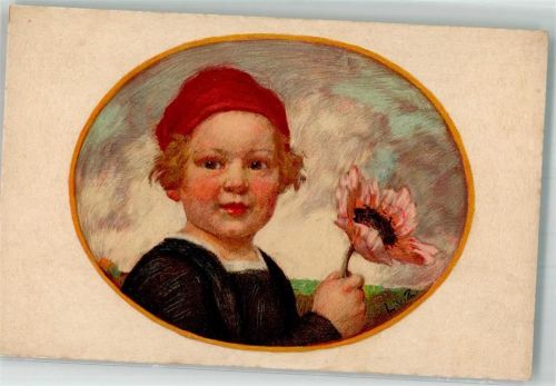 Bayerischerblumentag 1913 Spendenkarte Kind Klatschmohn