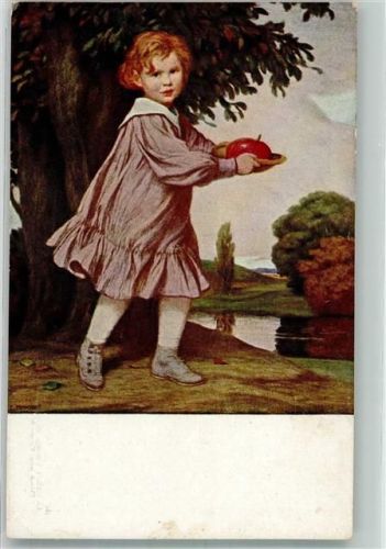 Serie VI/2 Zumbusch : Herbst Kind Mädchen mit einem Apfel Verlag Jugend Künstlerkarte