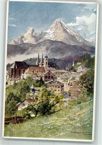 Berchtesgaden Berge Kirche Künstlerkarte