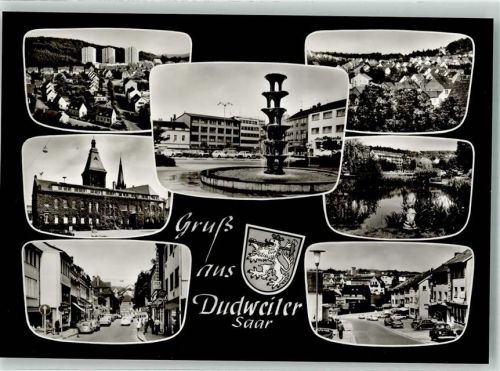 Dudweiler Rathaus Stadtbrunnen Neubausiedlung Hochhäuser Weiher