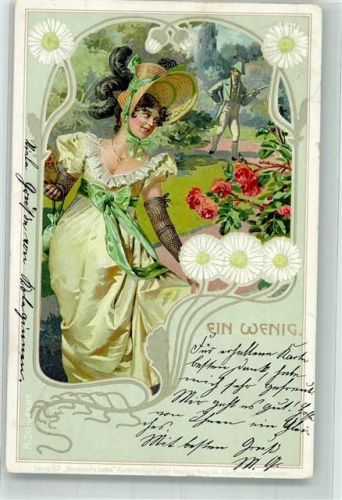 1901 Ein Wenig Jugendstil Frau Hutmode Serie 32 Heimliche Liebe Kunstverlag Rafael Neuber