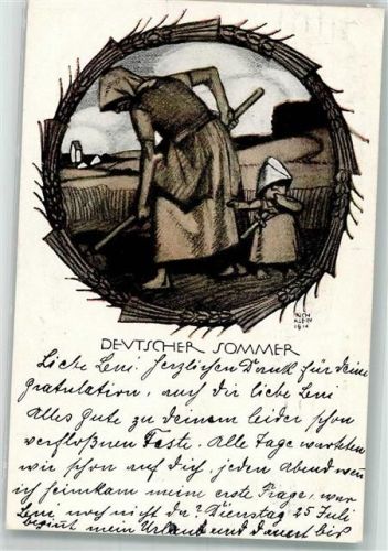 1916 sign. Klein Rich. Deutscher Sommer Mutter Kind Bayerische Kriegsinvaliden-Fürsorge Verlag Georg D.W. Callwey