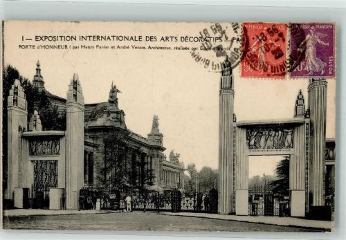 Paris 1925 Exposition Internationale des Arts Decoratifs Porte d´Honneur Briefmarke Bildseite