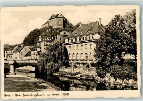 Greiz Hindenburgbrücke mit oberem Schloss