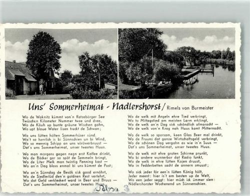Nädlershorst Gasthaus Nädlershorst Gedicht Uns Sommerheimat von Rimels von Burmeister