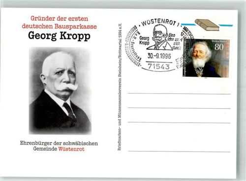 Gründer Bausparkasse Georg Kropp Sonderstempel
