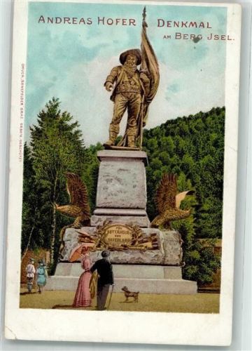 Innsbruck Denkmal Berg Isel Adler Hund Frau Lithographie