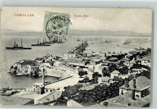 Gibraltar 1908 Hafen Rosia Bay Briefmarke Bildseite