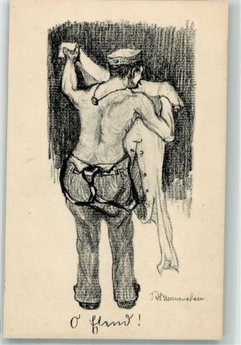 1917 Landser hat Probleme beim Anziehen seines langen Unterhemdes