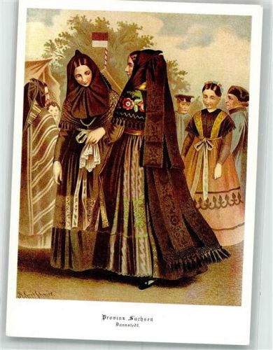 Danstedt sign. Kretschmer Junge Frauen in sächsischer Tracht