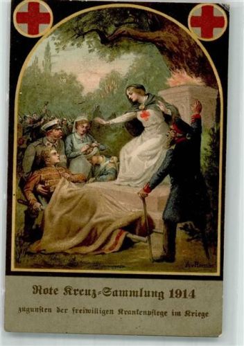 1914 sign. Roessler Krieger empfangen den Segen der himmlischen Mutter Rote Kreuz-Sammlung WK I