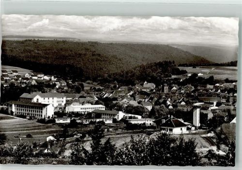 74722 W6967 Buchen Odenwald Foto AK mit Stadtturm Feuerwehr und Missionskonvikt