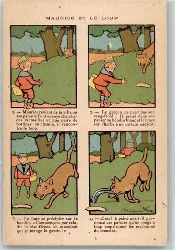 1914 Chaussures Raoul - Werbung Maurice et le Loup sign. Benjamin Rabier