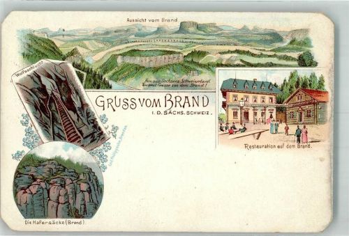 Hohnstein 1896 Lithographie Eckschaden Brand Hafersäcke Gasthaus
