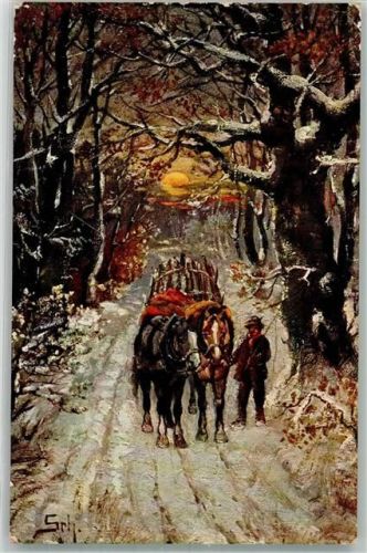 1909 Holz im Winter transportieren Landwirtschaft