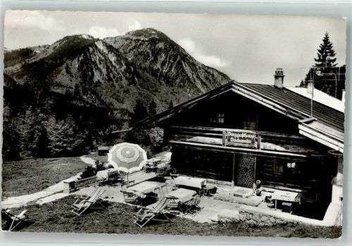 83700 W8183 Rottach-Egern Foto AK Berggasthaus Bäckeralm mit Wallberg Setzberg Plankenstein Risserkogl Fotograf Karsten Hüttenstempel